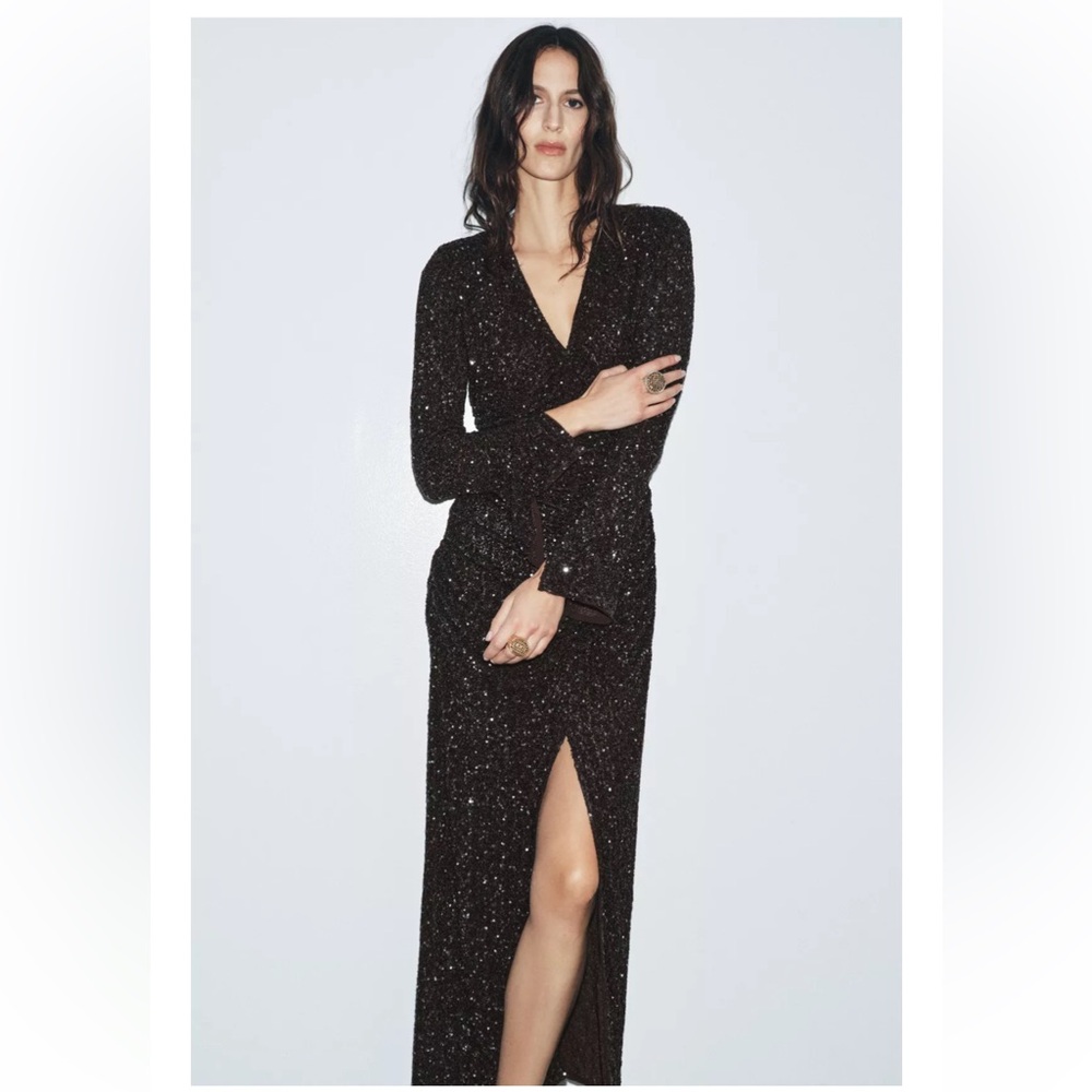 ZW COLLECTION SEQUIN SHOULDER PAD DRESS